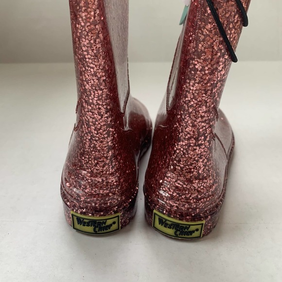 NEW Western Chief Pink Glitter Rain Boots size 1 little‎ kid - Picture 4 of 7
